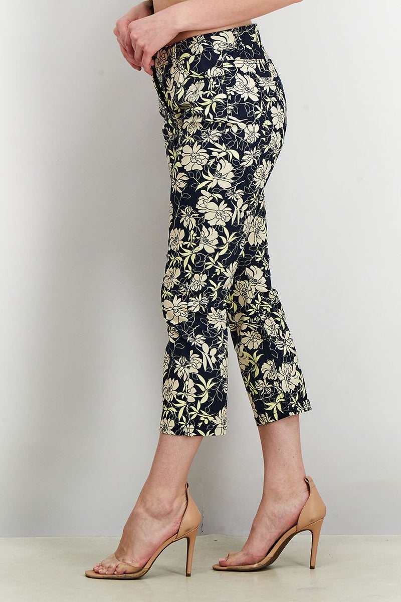 ESPRIT Women Skinny Fit Stretchable Floral Pants, Navy Combo  - Image 2