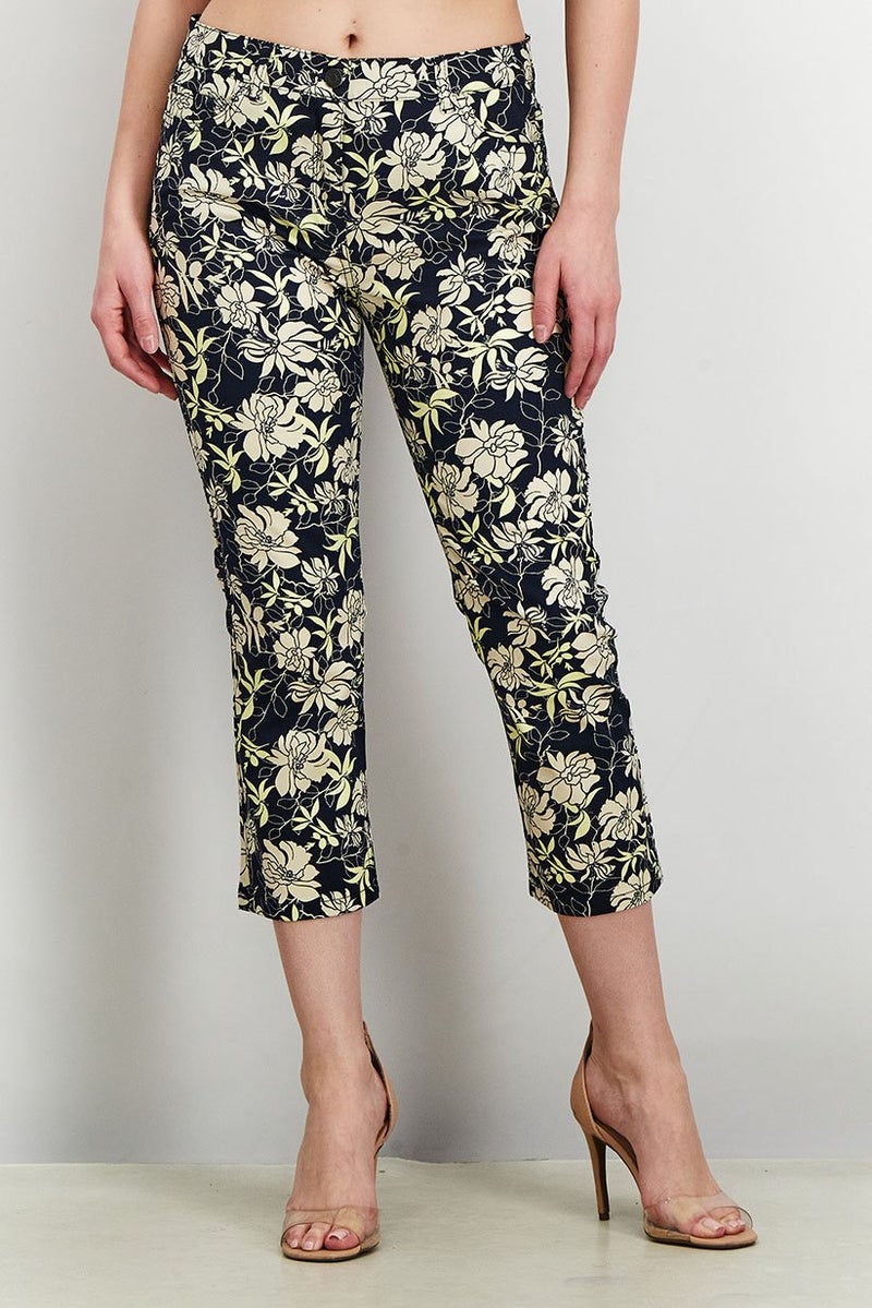 ESPRIT Women Skinny Fit Stretchable Floral Pants, Navy Combo  - Image 1