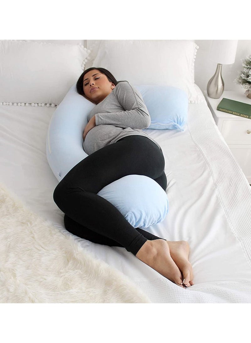 Maternity Pregnant Women’s Side Sleeping Pillow, U-Shaped Multifunctional, Breastfeeding Pillow- Blue  - Image 4