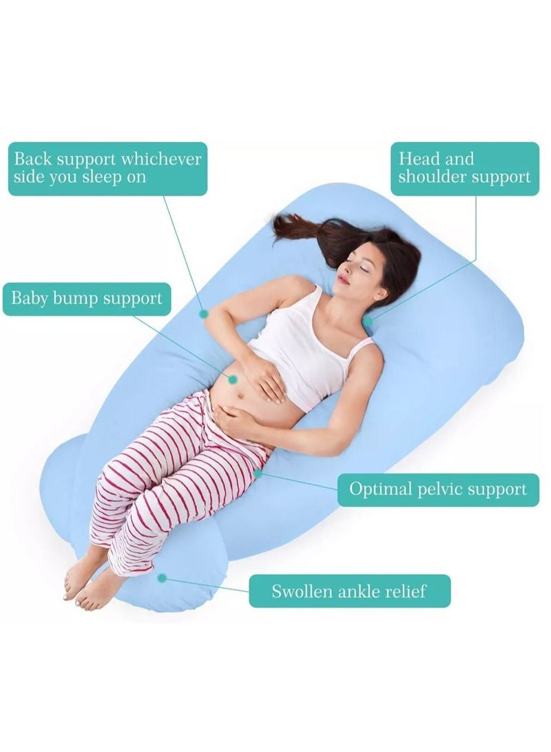 Maternity Pregnant Women’s Side Sleeping Pillow, U-Shaped Multifunctional, Breastfeeding Pillow- Blue  - Image 5