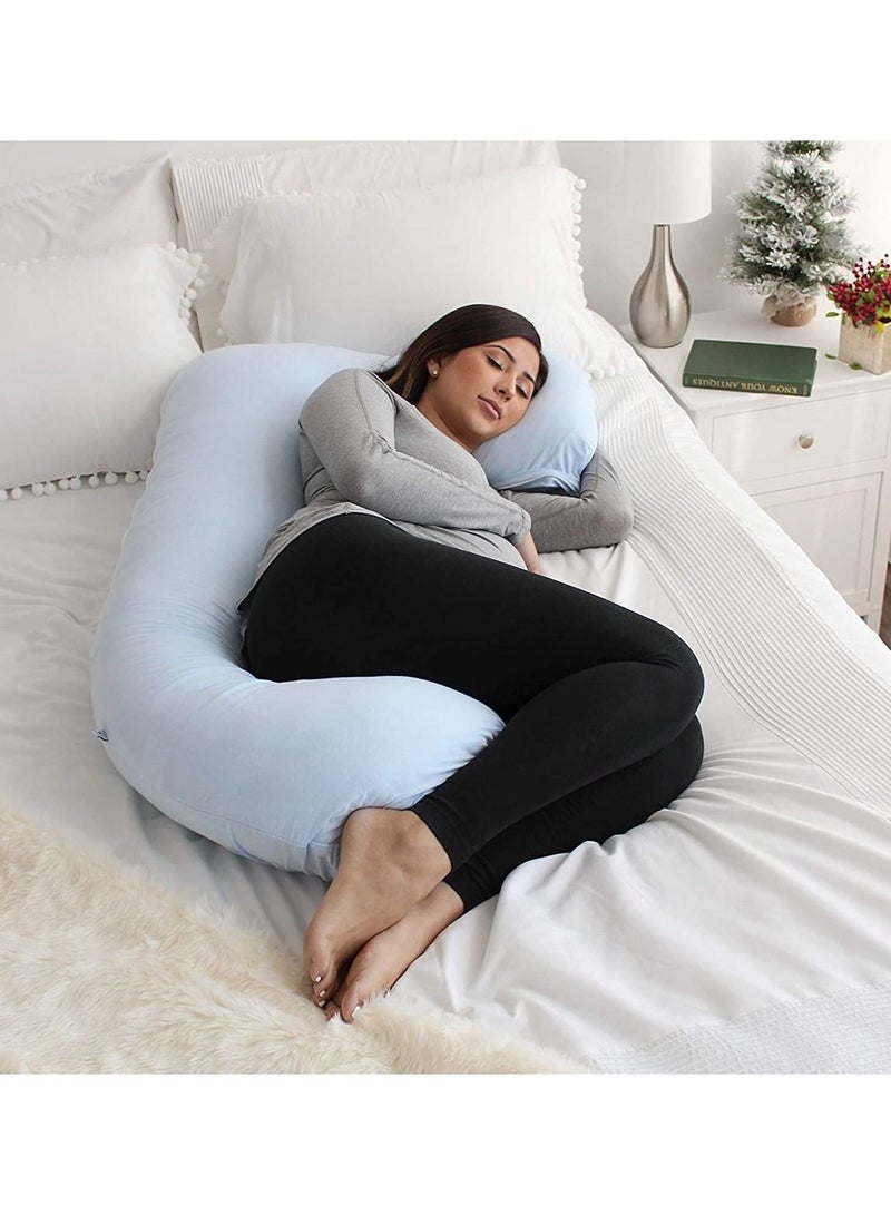 Maternity Pregnant Women’s Side Sleeping Pillow, U-Shaped Multifunctional, Breastfeeding Pillow- Blue  - Image 3