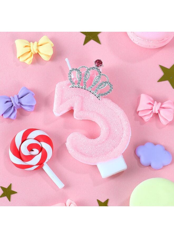 LAMAY Pink Crown Birthday Number Candles, Cake Topper, Perfect for Girls and Women's Parties, Anniversary Celebrations (Number 3) - Image 5