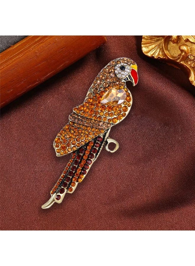 Luxury & Trendy Crystal Rhinestone Accessory Brooch Pin for Women, for clothes and Bags Fashion Enamel Available in different shapes and colors Gold/Silver (Parrot 2) - Image 3