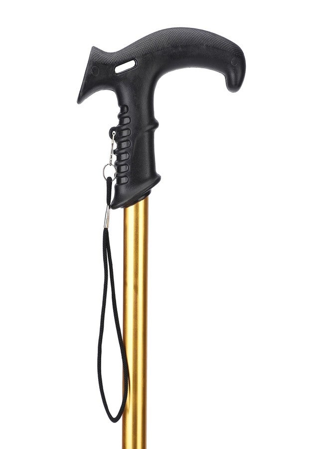 قاعدة دكتور تورسو ذاتية الوقوف (ساق واحدة) | هيكل من الألومنيوم بنسبة 100% | عصا مشي قوية ومتينة | قابلة لتعديل الارتفاع بـ 9 مستويات | مانعة للانزلاق | خفيفة الوزن | للرجال/النساء، المرضى، وكبار السن (ذهبي) - Image 2