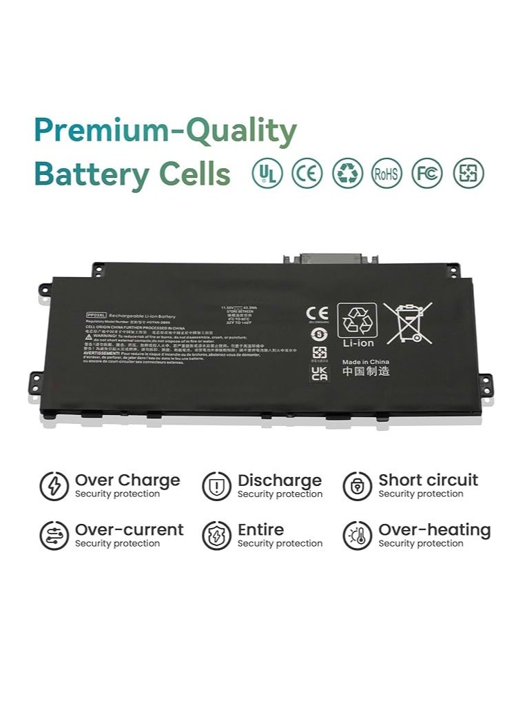 Terabyte Replacement PV03XL PP03XL Laptop Battery for HP Pavilion X360 14-dw0xxx 14-dw1xxx 13-bb0xxx 13-bb1xxx 14-dk0xxx 14-dk1xxx 14-dv0xxx 14-dv1xxx 14-dv2xxx 14-dw1210 ng 14-dw1017ns dw0004nl dw0011nl dw1001nl - Image 5