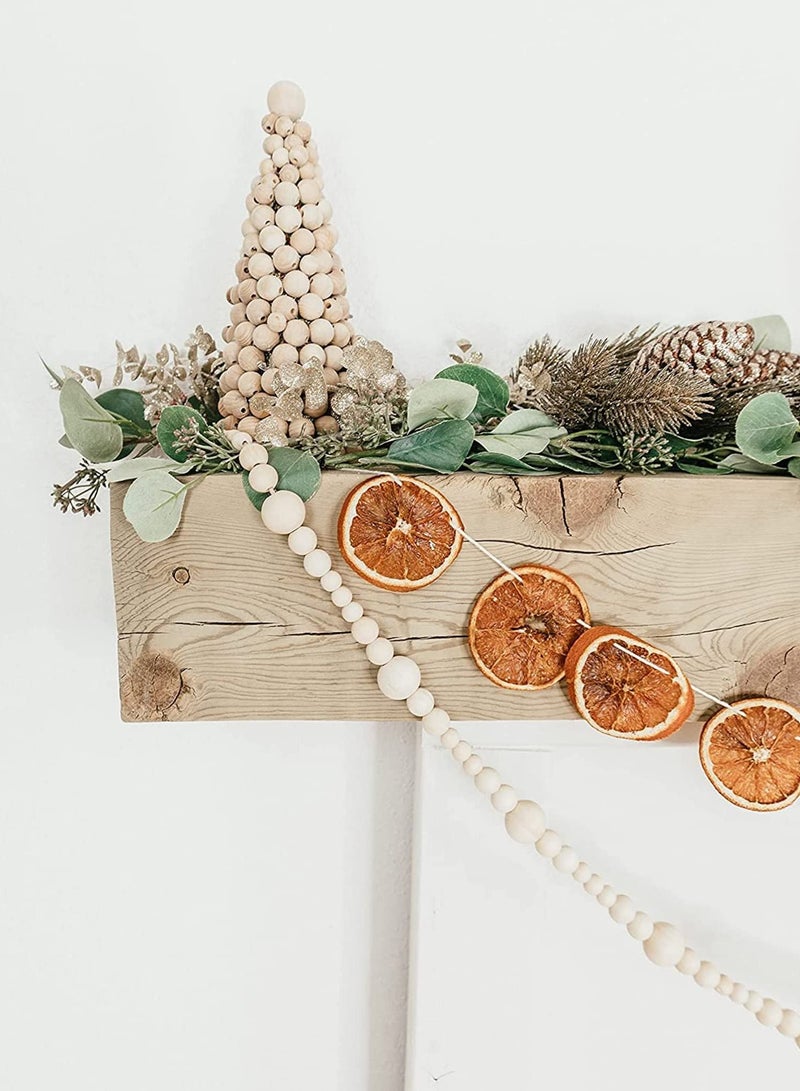 SYOSI إكليل خرز خشبي ديكور منزل ريفي طبيعي زينة عطلة بوهو زينة حائط خرز ديكور حائط كبير 2.2م - Image 1