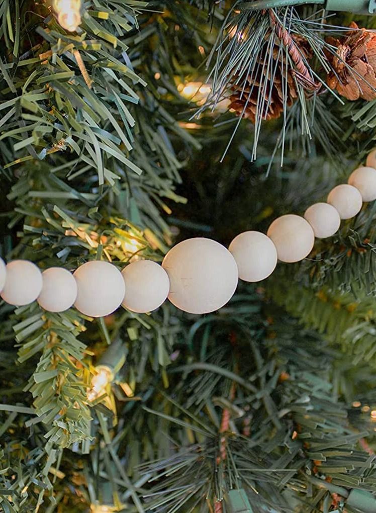 SYOSI إكليل خرز خشبي ديكور منزل ريفي طبيعي زينة عطلة بوهو زينة حائط خرز ديكور حائط كبير 2.2م - Image 5