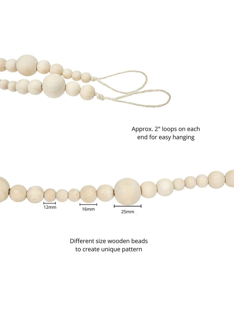 SYOSI إكليل خرز خشبي ديكور منزل ريفي طبيعي زينة عطلة بوهو زينة حائط خرز ديكور حائط كبير 2.2م - Image 2