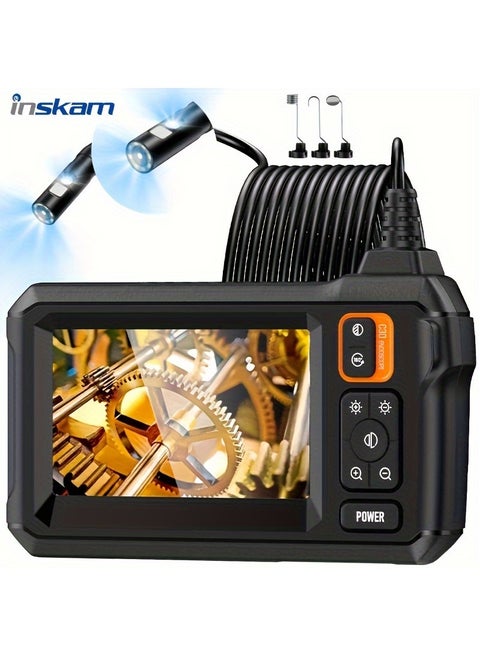 Dual Lens Borescope,4.3”Industrial Endoscope Camera with Light,1080P HD Inspection Camera,IP67 Waterproof Snake Camera with 9 LED Lights,Scope Camera for Home/Pipe/Automotive(16.5FT)