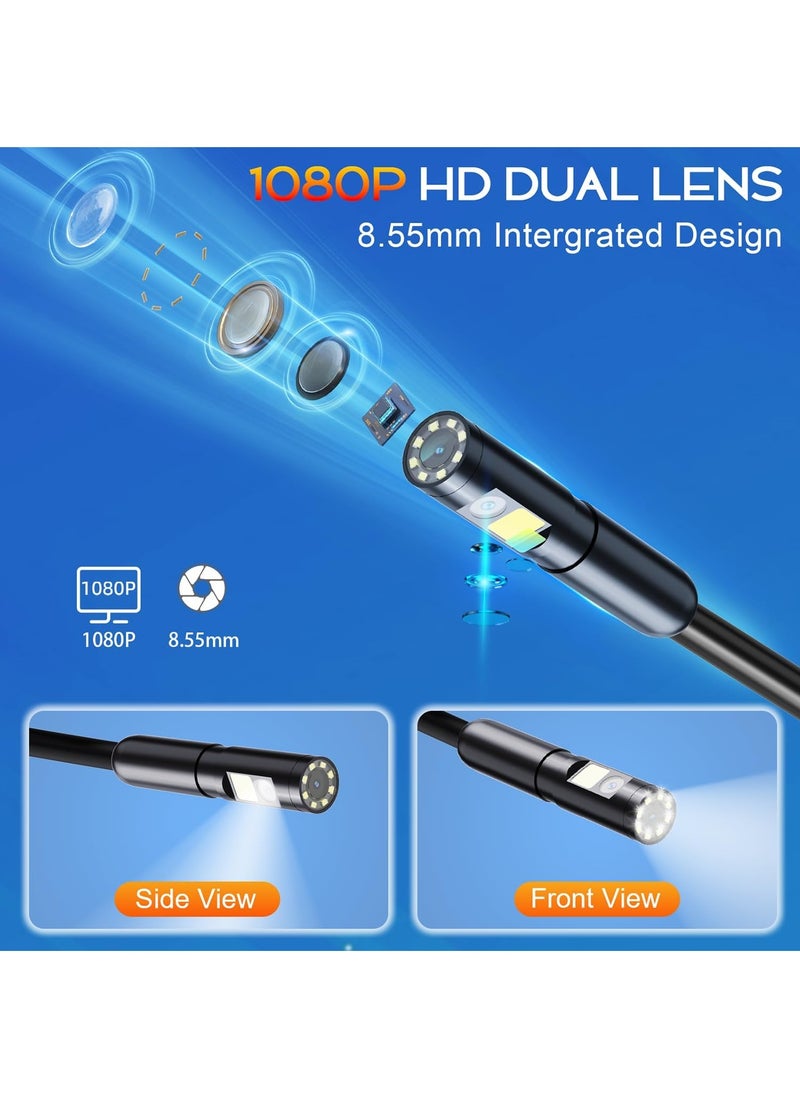 inskam - Dual Lens Borescope,4.3”Industrial Endoscope Camera with Light,1080P HD Inspection Camera,IP67 Waterproof Snake Camera with 9 LED Lights,Scope Camera for Home/Pipe/Automotive(16.5FT) - Image 1