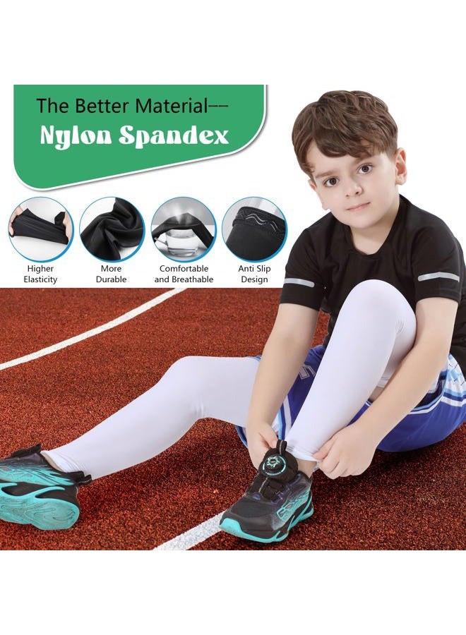 Newbyinn Kid Leg Sleeve 2 Pairs, Long Compression Leg Sleeve for Youth Boy Girl Basketball Soccer Football - Image 3