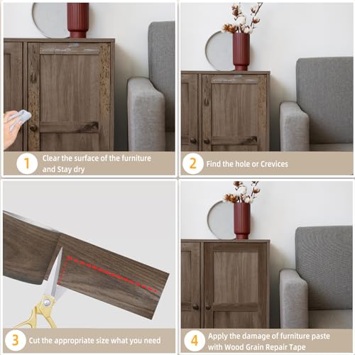 ZYJT Wood Grain Repair Tape, 2.4 inch X 15ft Self Adhesive Black Walnut Grain Repair Patch for Tables, Chairs, Baseboards, Doors, Windows, Floors, Handicraft DIY. - Image 4
