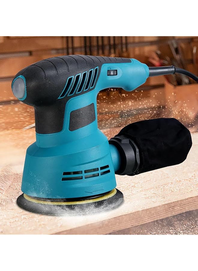 erorex Corded Random Orbit Sander 300W 13000Rpm 6 Variable Speeds Electric Orbital Sander With Dust Collection 125Mm 5Pcs Sandpapers For Sanding Polishing Wood Diy Home Improvements Uk - Image 4