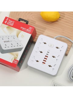 TYCOM Tycom Power Strip Surge Protector with USB- Extension Cord Flat Plug with Widely 6 AC Outlet and 4 USB + 2 Type C, Small Desktop Station with 6 ft Power Cord, Compact Socket (Z67 White)  - Image 3