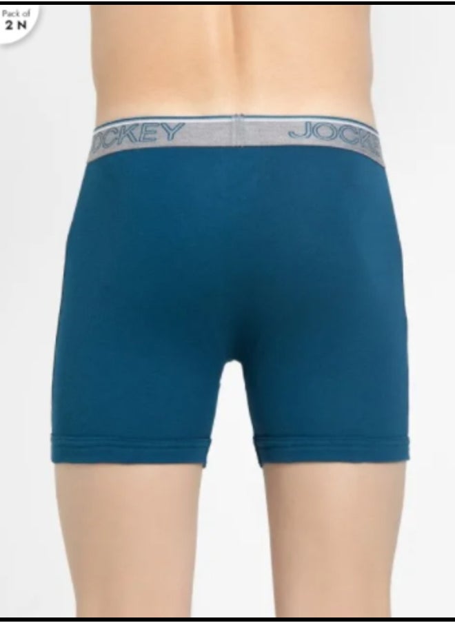 JOCKEY - Jockey 8009 Men's Super Combed Cotton Rib Solid Boxer Brief with Ultrasoft Waistband (Pack of 2) - Image 1