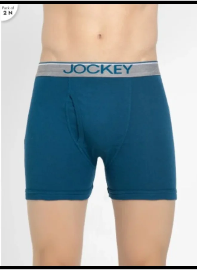 جوكي Jockey 8009 Men's Super Combed Cotton Rib Solid Boxer Brief with Ultrasoft Waistband (Pack of 2)