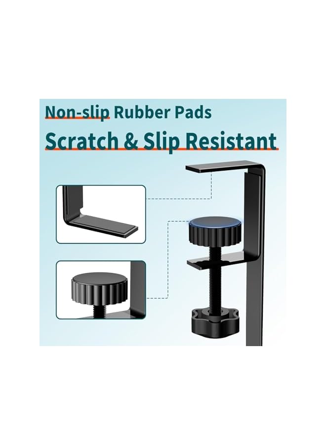 promass Under Desk Cable Management Tray, No Drill Cable Organizer, Metal Cord Management Rack with Clamp, Computer Cord Organizer for Desk, Wire Organizer for Home, Office (Black) - Image 4