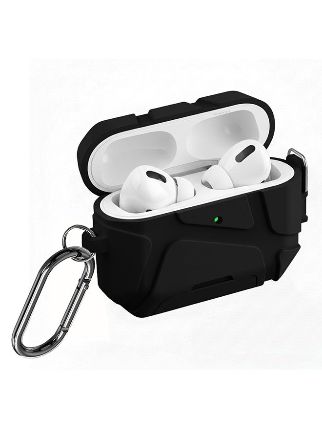 CATANES Rugged Shockproof Case for AirPods Pro 3 with Keychain Lock Clip and Front LED Visibility - Black - Image 1