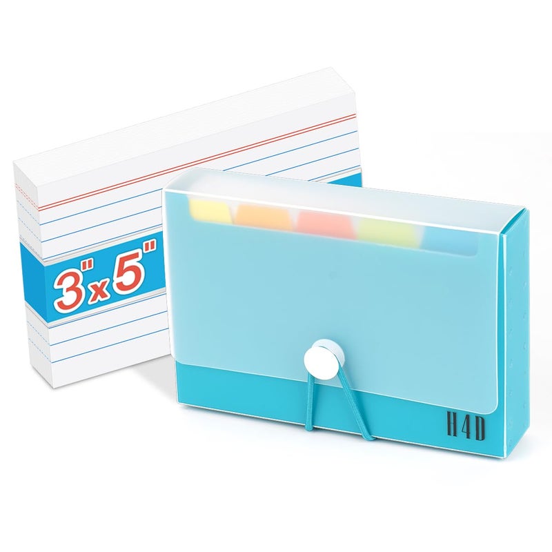 H4D 3x5 Index Card Case with 100 Heavyweight Ruled Index Cards and Dividers, Teal - Image 1