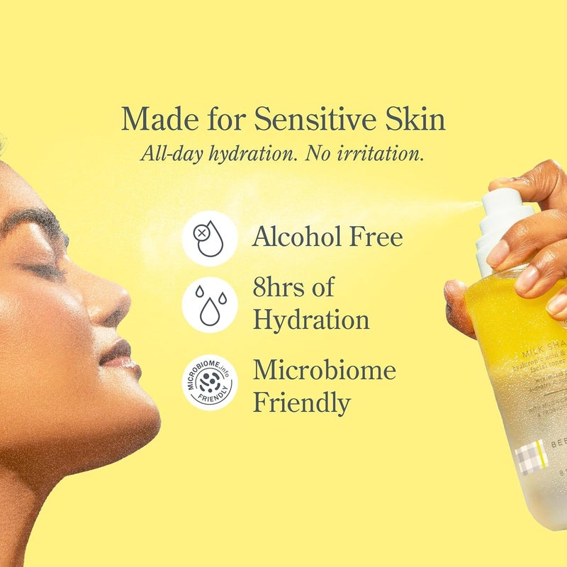 Beekman 1802 Milk Shake Mini Hydrating Face Mist - Hyaluronic Acid & Squalane Facial Mist Minimizes Pores & Gently Moisturizes, Goat Milk Skin Toner Spray, Lightweight, Fragrance Free, Travel Size - Image 3