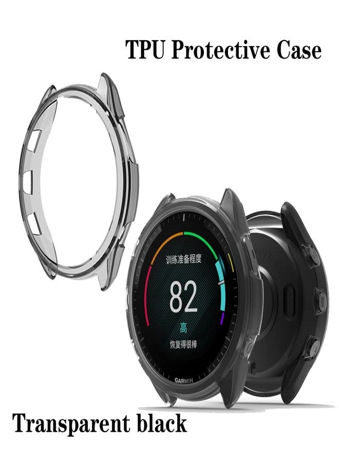 SHUAXI واقي شاشة ساعة SHUAXI (4+1 عبوة) متوافق مع Garmin Forerunner 965، فيلم مضاد للخدش عالي الدقة تغطية كاملة وحافظة واقية ناعمة من TPU، أسود (SI-01) - Image 5