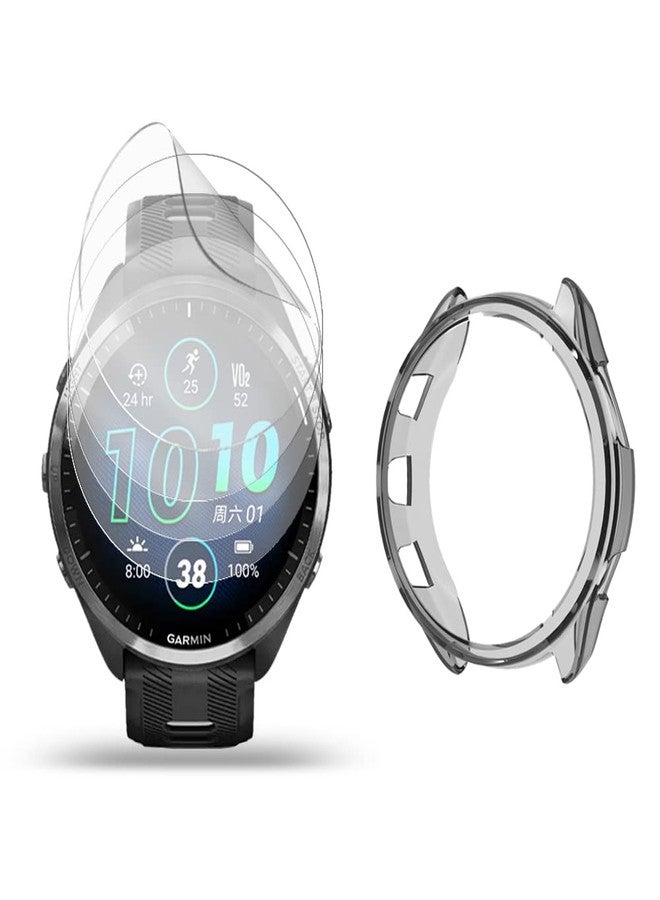 SHUAXI واقي شاشة ساعة SHUAXI (4+1 عبوة) متوافق مع Garmin Forerunner 965، فيلم مضاد للخدش عالي الدقة تغطية كاملة وحافظة واقية ناعمة من TPU، أسود (SI-01) - Image 1