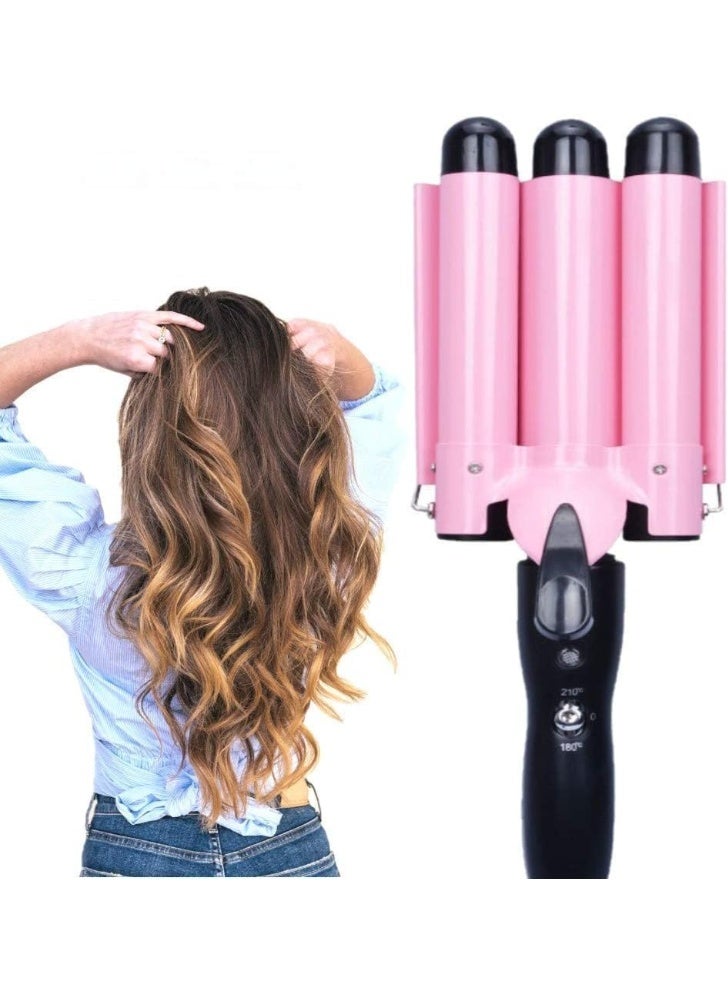 MUNTAQI 3 Barrel Hair Curling Iron – 32mm Triple Barrel Crimper Wand with Adjustable Temperature, Quick Heating, Beach Waves Hair Waver Tool for Long & Short Hair, Dual Voltage, Professional Styling Iron - Image 1