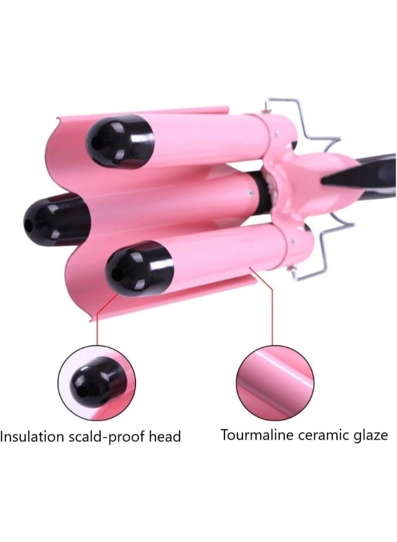 MUNTAQI 3 Barrel Hair Curling Iron – 32mm Triple Barrel Crimper Wand with Adjustable Temperature, Quick Heating, Beach Waves Hair Waver Tool for Long & Short Hair, Dual Voltage, Professional Styling Iron - Image 3