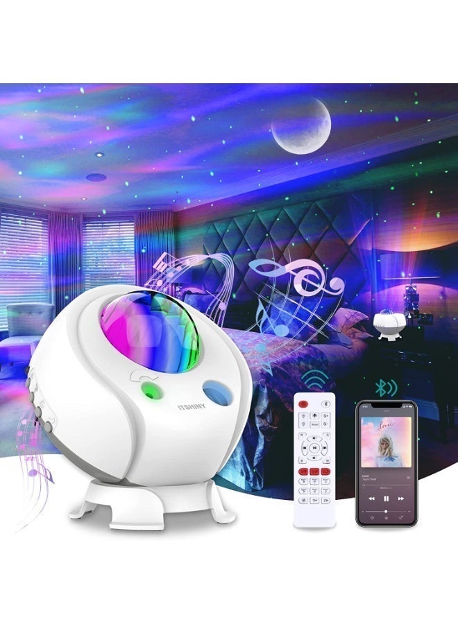 Upgraded  Galaxy Star Projector Night Light with Bluetooth Speaker, 14 Water‑Ripple Light Modes, Remote Control Timer, 3D Realistic Adjustable Moon, Ambient Lamp for Bedroom, Kids Gift, Ramadan Eid Home Decor, Saudi Riyadh Use Ramadan Gift` `Kids Night Lamp` `Premium Home Decor` - Image 3
