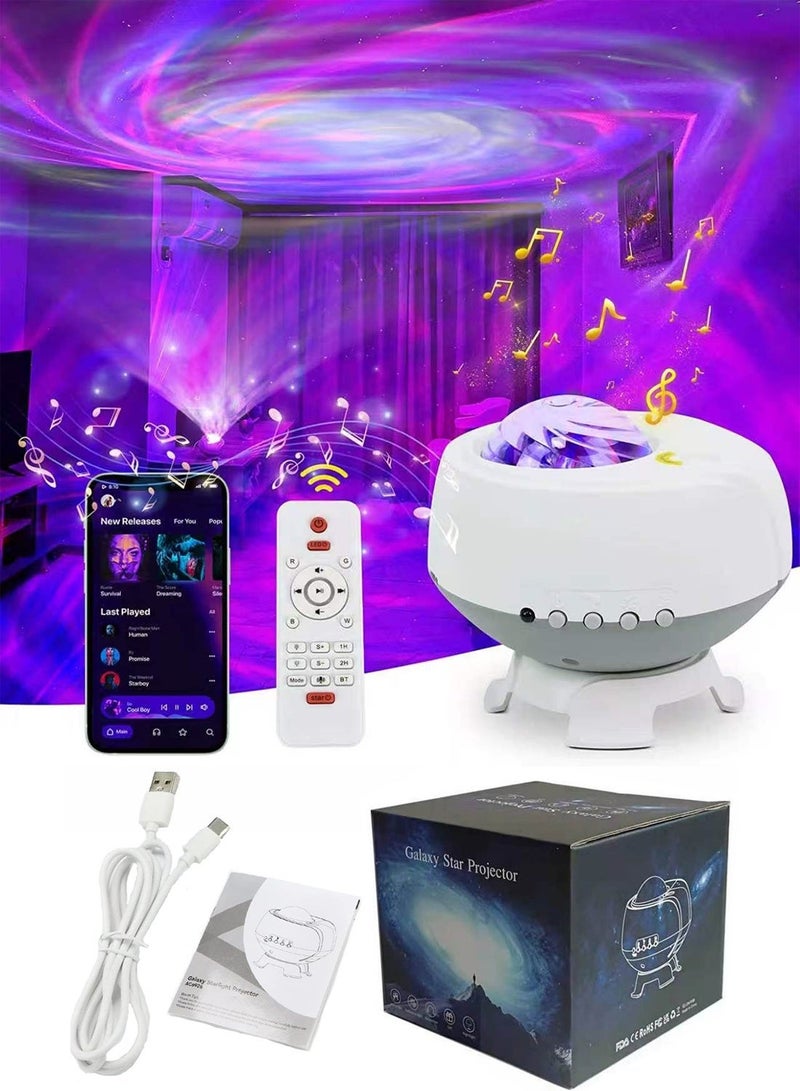Upgraded  Galaxy Star Projector Night Light with Bluetooth Speaker, 14 Water‑Ripple Light Modes, Remote Control Timer, 3D Realistic Adjustable Moon, Ambient Lamp for Bedroom, Kids Gift, Ramadan Eid Home Decor, Saudi Riyadh Use Ramadan Gift` `Kids Night Lamp` `Premium Home Decor` - Image 1