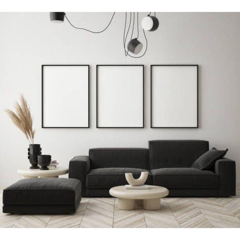 بيتك كنبة 3 مقاعد وبوف قطعتين - أسود - Image 1