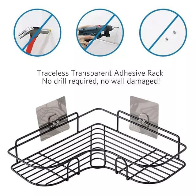 ROKTRY Multipurpose Kitchen Bathroom Corner Shelf Wall Mount Storage Rack Bathroom Rack Soap Holder Storage Box Shower Rack Shelf, Bathroom Racks and Shelves, Bathroom Stands and Racks (1) - Image 2