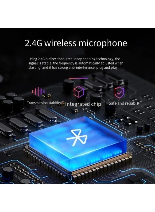ميكروفون لافالير لاسلكي 2.4G من ZFSZ، ميكروفون متعدد الاتجاهات بمشبك ياقة 2 في 1 مع عنق مرن - Image 3