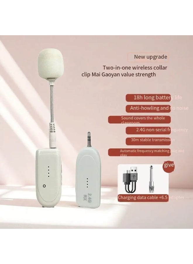 ميكروفون لافالير لاسلكي 2.4G من ZFSZ، ميكروفون متعدد الاتجاهات بمشبك ياقة 2 في 1 مع عنق مرن - Image 1