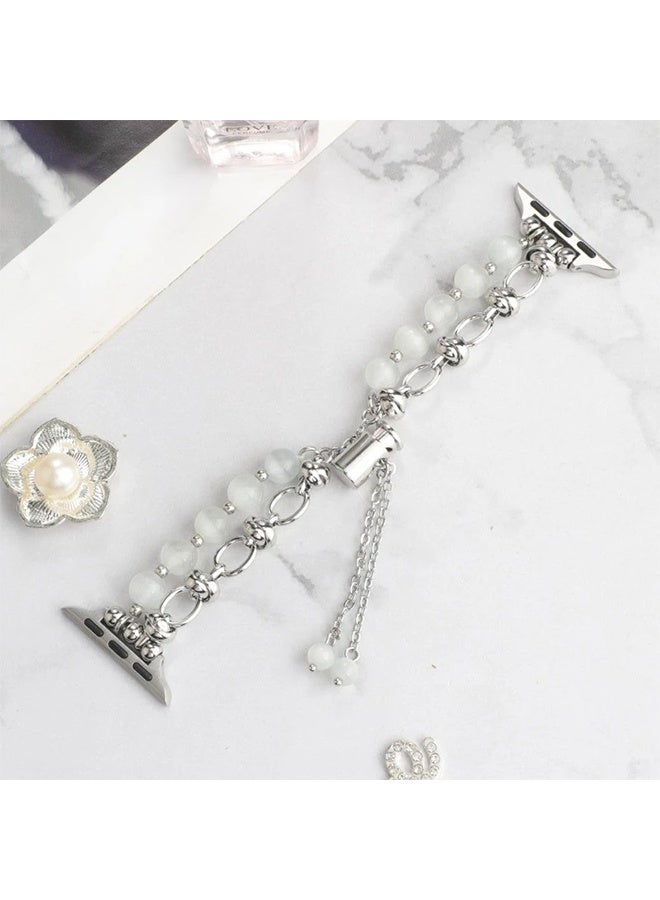 Women Elastic Bracelet for iWatch Metal Chain Watch Band S8 7 6 SE 5 Watch  Metal Agate Pearl Strap - Image 1