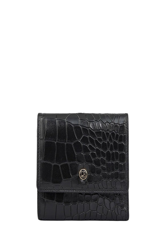 Da Milano Leather Mini Flap Wallet for Women - Black (10306OL) - Image 1