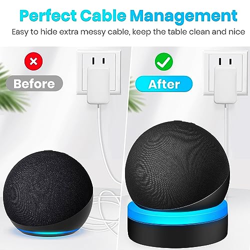ZUOLACO Table Holder for Echo Dot 4th/5th Generation, Desktop Stand Mount for Echo Dot 4th/5th Gen, Base Bracket with Light Guide, Dot Accessories with Built-in Cable Management, Black - Image 4