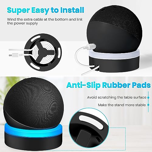 ZUOLACO Table Holder for Echo Dot 4th/5th Generation, Desktop Stand Mount for Echo Dot 4th/5th Gen, Base Bracket with Light Guide, Dot Accessories with Built-in Cable Management, Black - Image 5