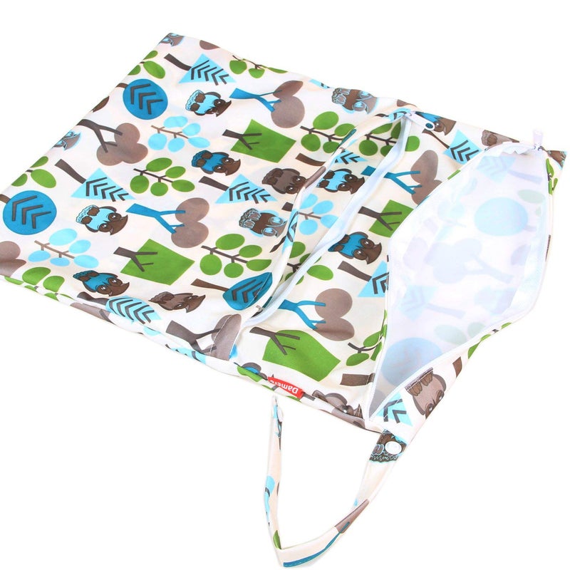 Damero 2pcs Travel Wet and Dry Bag, Reusable Wet Bags Organizer with Two Zippered Pocket for Cloth Diaper, Pumping Parts, Swimsuit and Gym, Green Forest - Image 5