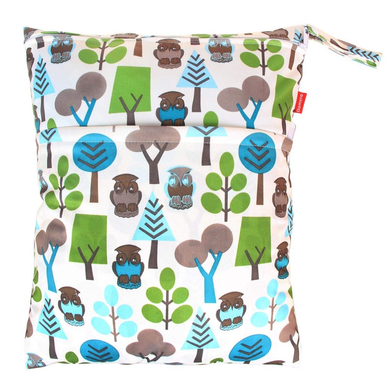 Damero 2pcs Travel Wet and Dry Bag, Reusable Wet Bags Organizer with Two Zippered Pocket for Cloth Diaper, Pumping Parts, Swimsuit and Gym, Green Forest - Image 2