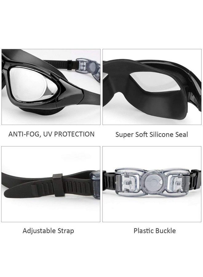 Prime Deals Premium Big Frame Competition Swim Goggles With Free Protective Case Pro Clear Lens & Wide Vision Swimming Goggles With Uv And Anti Fog Protection For Adult Men Women Black. - Image 3