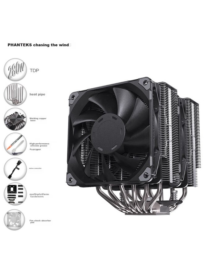 Phanteks Polar T6 V2 Black Edition Anti-gravity 6 Heat Pipe Dual Tower Air Cooler Cpu Cooler Black - Image 1