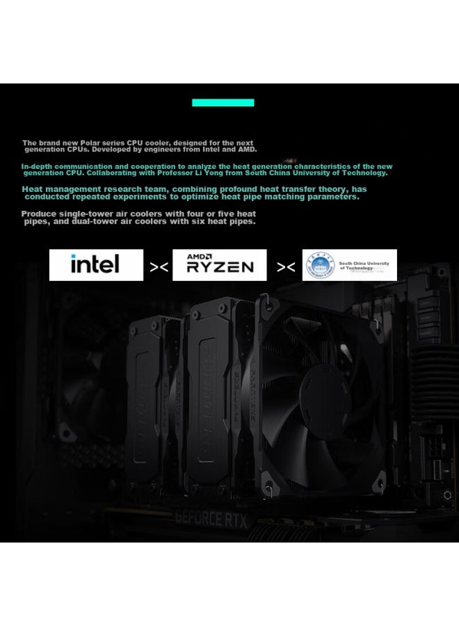 Phanteks Polar T6 V2 Black Edition Anti-gravity 6 Heat Pipe Dual Tower Air Cooler Cpu Cooler Black - Image 4