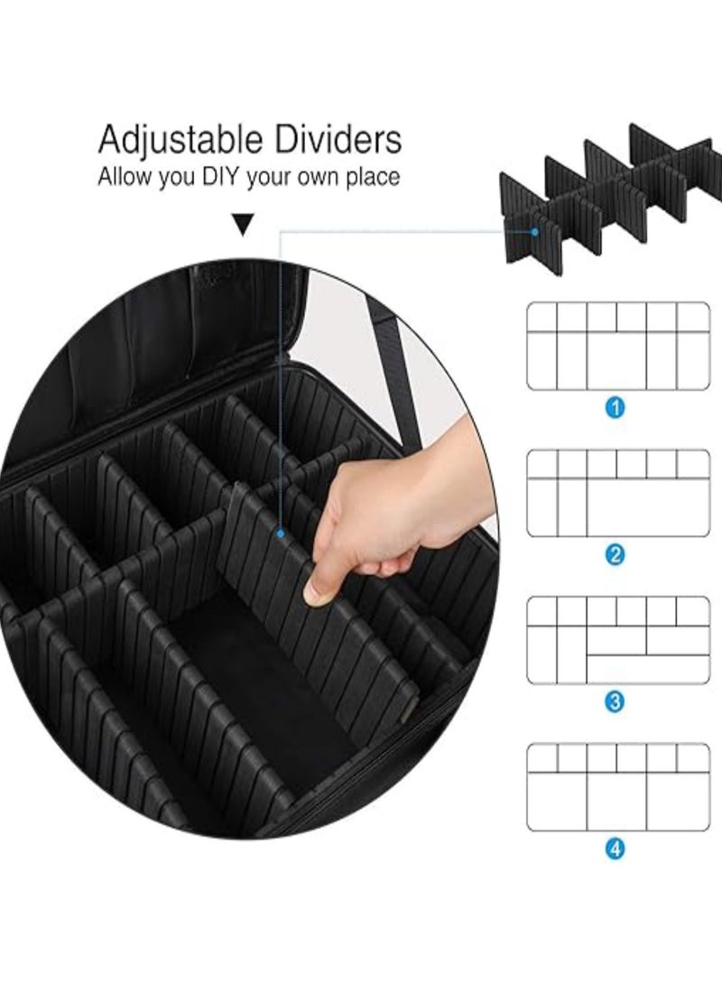 حقيبة مكياج ذات سعة كبيرة مكونة من 3 طبقات لتنظيم مستحضرات التجميل وحقيبة فرش وحقيبة قطار للمكياج وصندوق فناني الماكياج لتجعيد الشعر وفرد الشعر ومجموعة فرش مستحضرات التجميل - Image 4