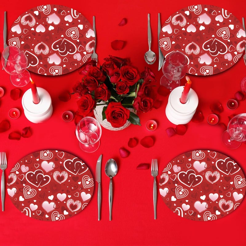 PhyLence 50 Pcs Valentineâ€™s Day Oval Plates â€“ 9" x 11" Red and Pink Heart Disposable Paper Plates for Romantic Dinners, Weddings, Anniversaries, and Valentineâ€™s Parties - Image 5