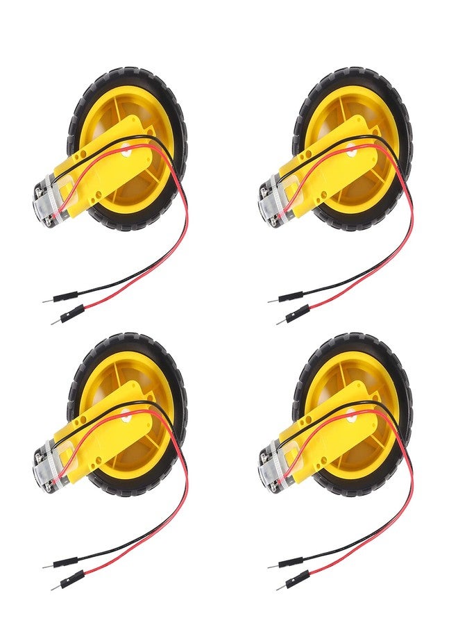 AEDIKO 4 Sets TT Motor DC 3-6V Gearbox Motor Dual Shaft 200RPM Ratio 1:48 Motor with Tire Wheel Kit for Arduino DIY Smart Car Robot - Image 1