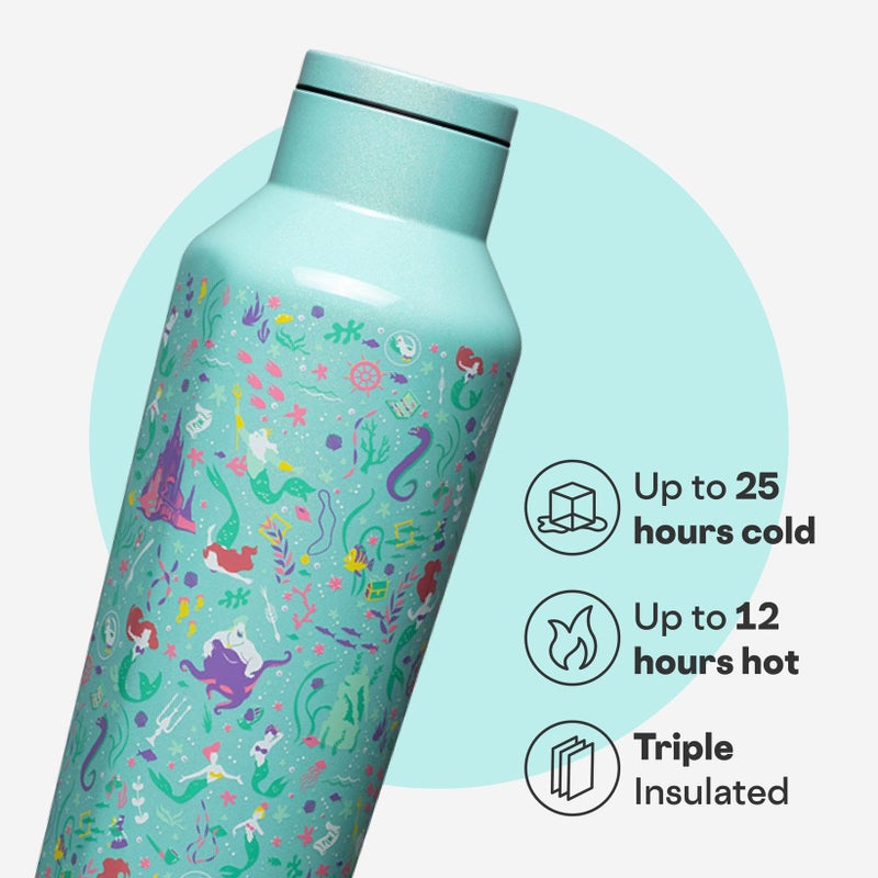 Corkcicle Disney Princess Sport Canteen - Keeps Drinks Cold for 25 Hours - Triple-Insulated Stainless Steel - Screw-On Cap - Summer Drinkware Gift - Keeps Drinks Ice Cold - 20 oz - Ariel - Image 3