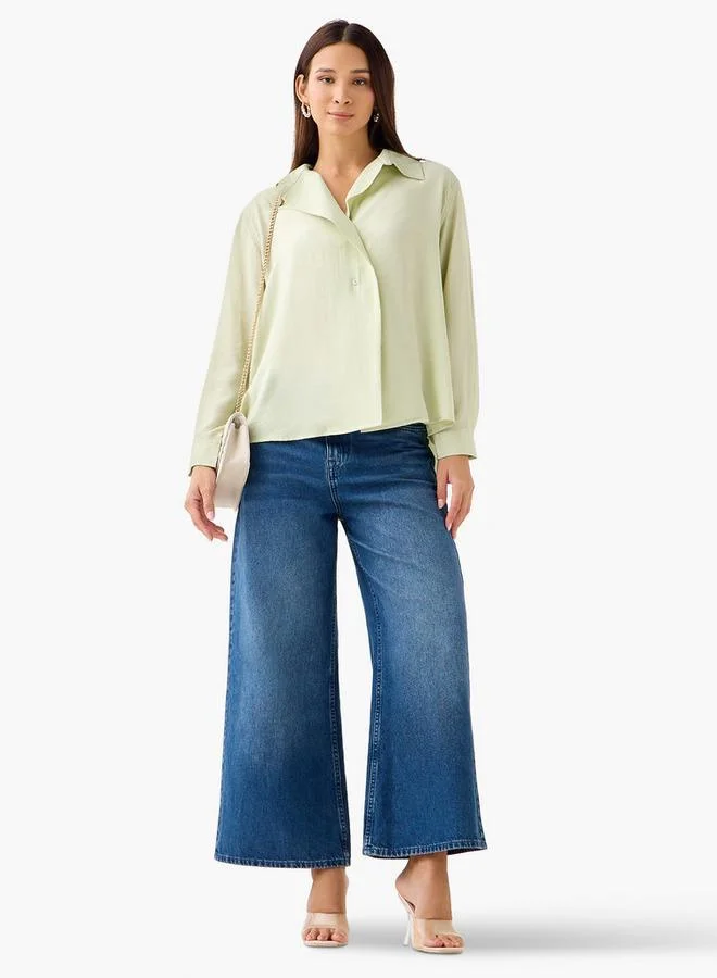 Splash FAV Regular Fit Viscose Top with Button Detail