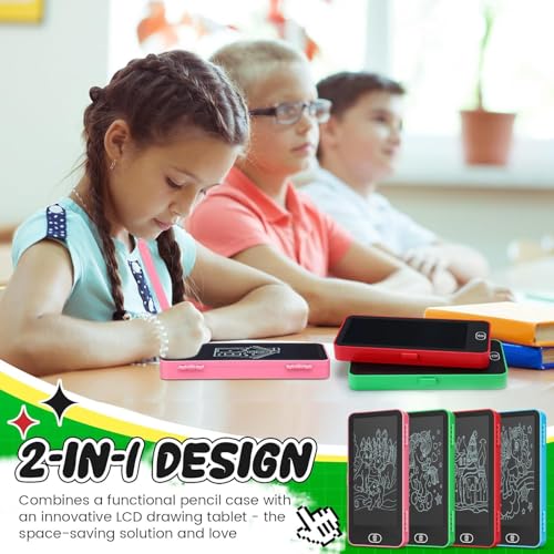 KRySt LCD Writing Tablet Pencil Box for Kids – Multi-Functional Drawing Board Case with Erase Button and Stationery Storage for School and Home Use (Pink) - Image 5