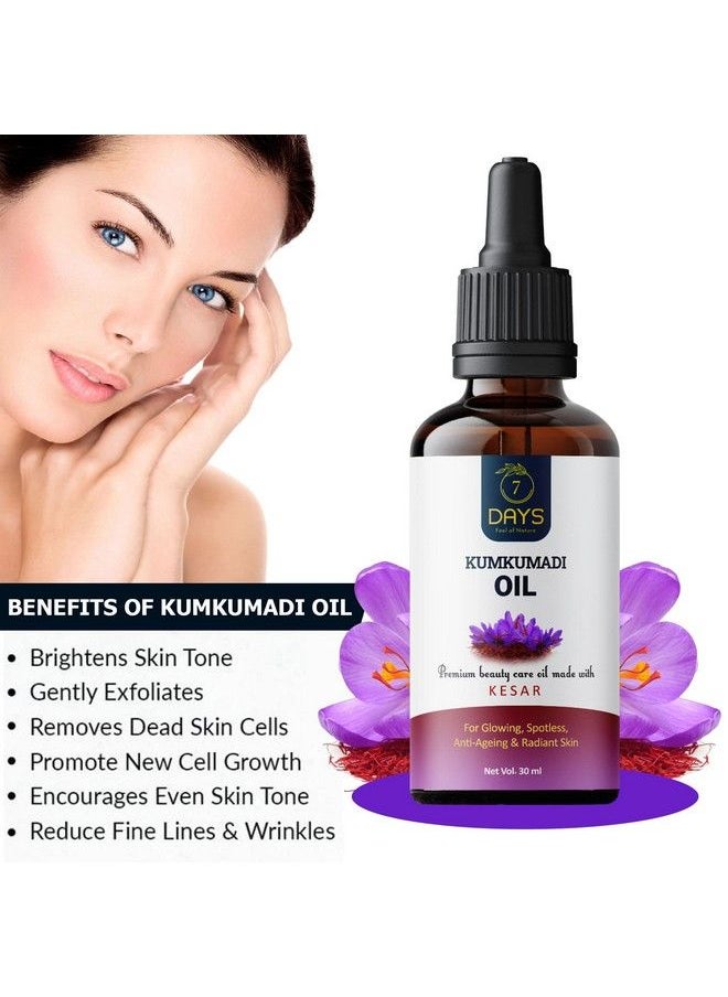7 Days Kumkumadi Face Glowing Oil For Soothing & Moisturizing With 20 Natural Ingredients For Brightening Moisturize Radiance Glow Sulfate Free Paraben Free 30Ml  - Image 4